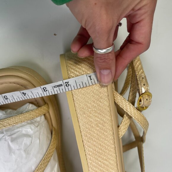 Stuart Weitzman Tan Wheat Fia-Fine Raffia Summerlift Platform Sandals Size 9B - Picture 9 of 10